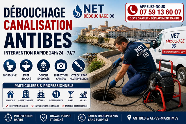 Débouchage canalisation Antibes (06160)