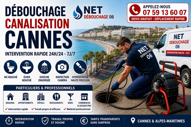 Débouchage canalisation Cannes (06150)